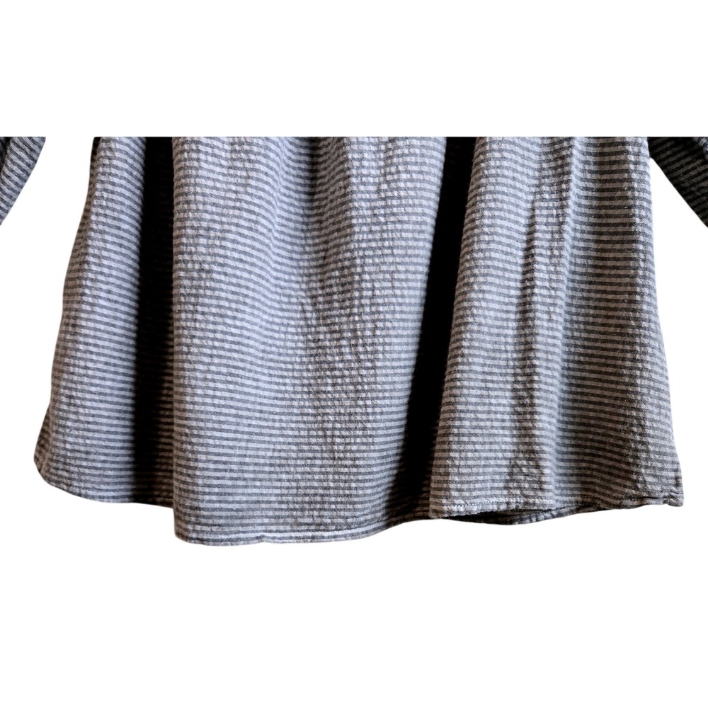 Holding Horses Anthropologie Grey Striped Off Shoulder Balloon Sleeve Blouse M - Picture 2 of 8